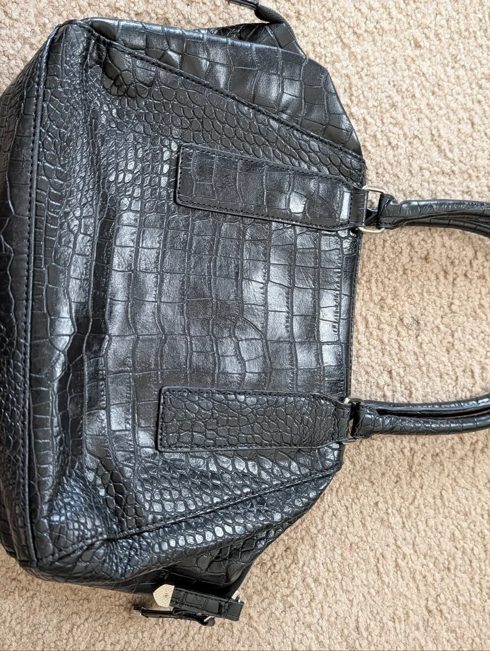 Kenneth Cole Reaction Black Croc-Embossed Satchel Bag